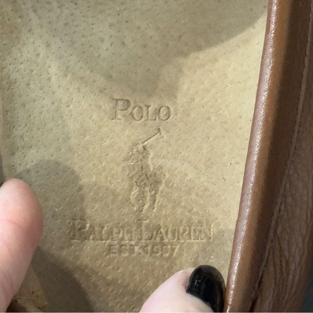 Polo Ralph Lauren‎ Telly II Brown Leather Slip On Loafer Size 9 Men